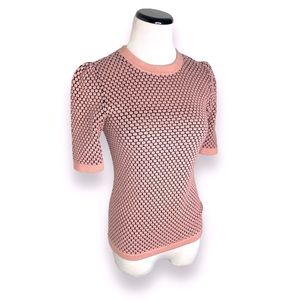 COS Jacquard knit short sleeve blouse pink & black